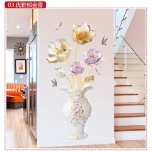 Tulip vase 3D three-dimensional self adhesive wall stickers
