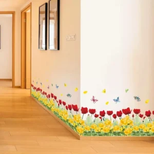 2 set(4 pieces)Romantic yellow red rose flowers wall stickers(Code 4B)