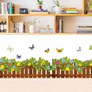 2 set(4 pieces)Green Grass Colorful Butterflies Baseboard 3D wall sticker
