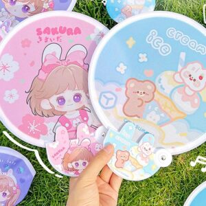 ২ পিস Cartoon Folding Round  Summer Portable Cute Fan