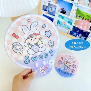 ১ পিস Cartoon Folding Round  Summer Portable Cute Fan