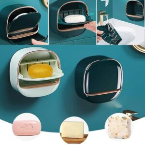 2 pcs white+Dark Green Wall Mounted Soap Holder