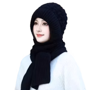 Windproof Cap with Scarf Wine(Black)