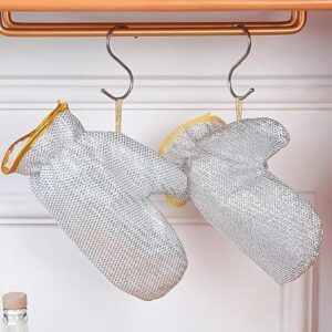 (১ সেট=২ পিস)Stainless Steel Dishwashing Gloves For Winter