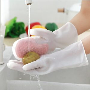 (১ জোড়া=২ পিস) Dishwashing Silicone Hand Gloves