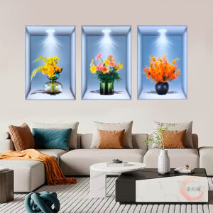 (১ সেট =৩ পিস)Plants Flowers Home Decoration 3D Wall Sticker