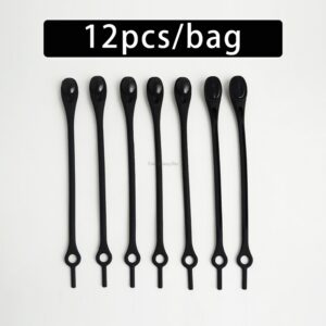 (১ প্যাকেটে=১২ পিস)Silicone Elastic Easy Shoelaces(Black Colour)