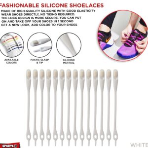 (২ প্যাকেট=২৪ পিস)Silicone Elastic Easy Shoelaces(white Colour)