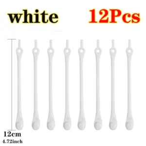 (১ প্যাকেটে=১২ পিস)Silicone Elastic Easy Shoelaces(white Colour)