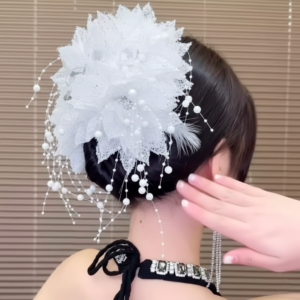 (১ পিস)Luxury Crystal Hair Crab Clip(white Color)